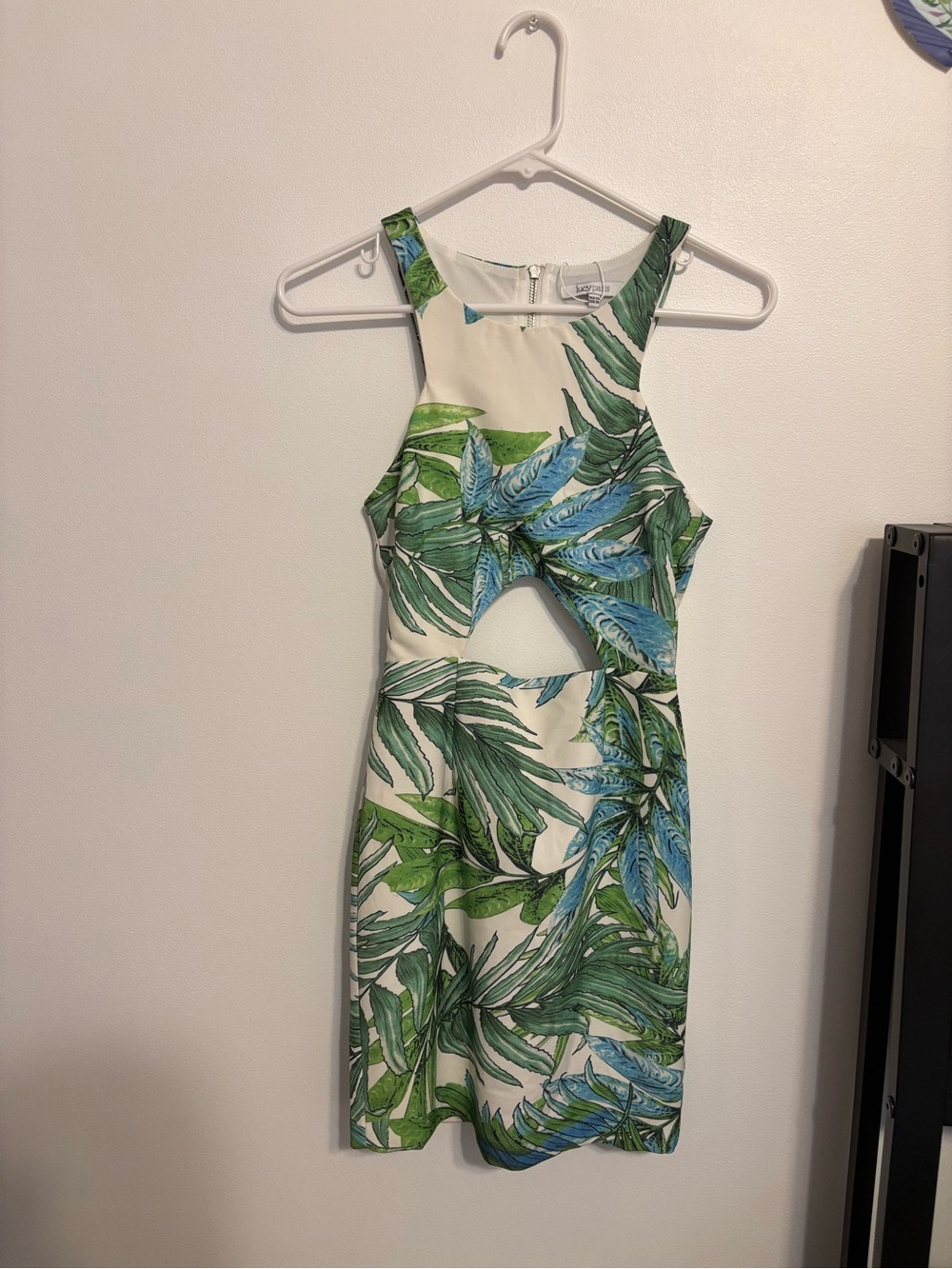 Lucy Paris Tropical print cutout dress
